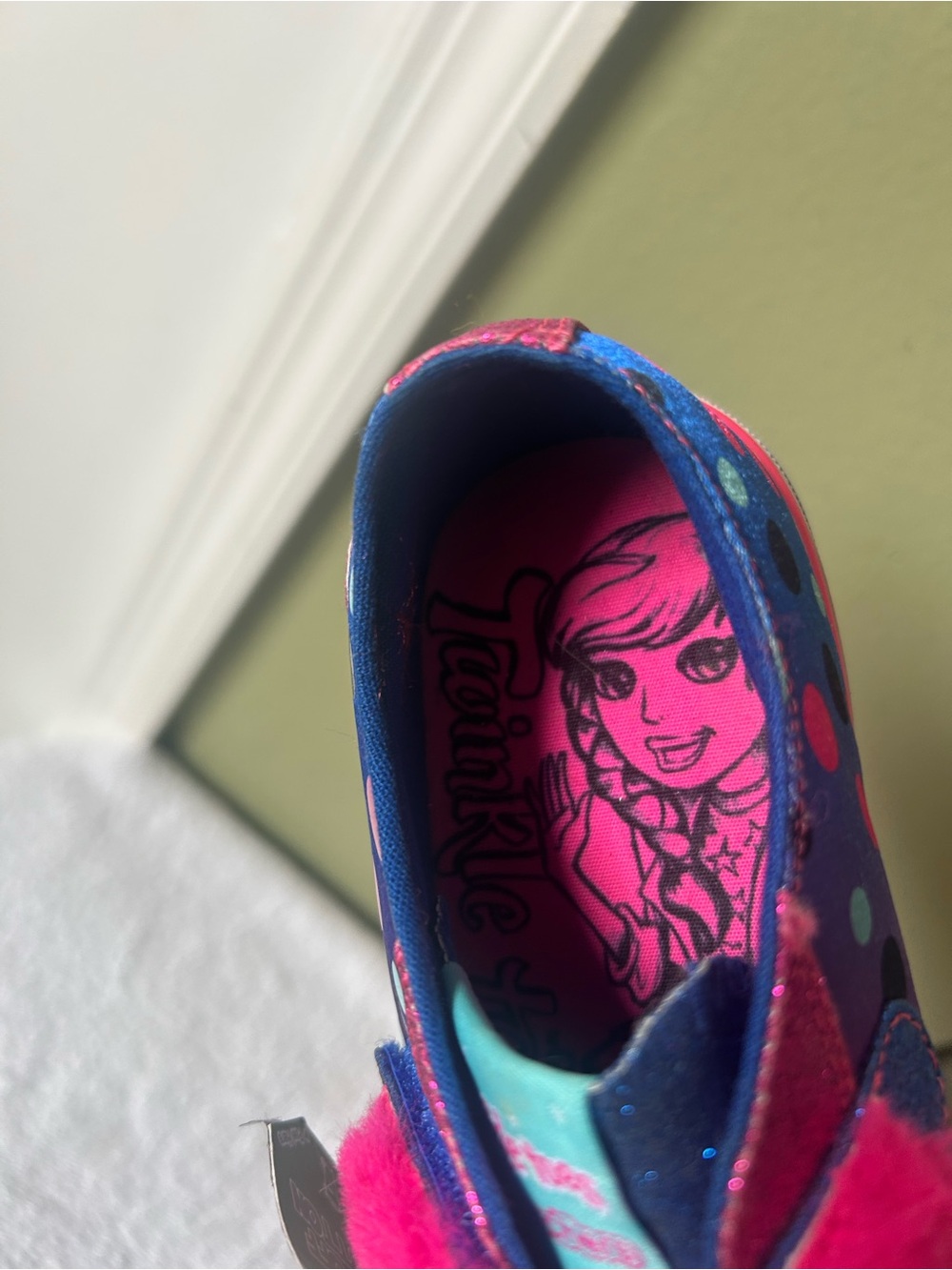 NWT Skechers Twinkle-Toes Girls' Glitter Monster Slip-On Sneakers - Pink & Blue - Picture 9 of 13